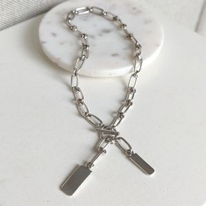 NWOT - Sterling Silver Lariat Tag Necklace